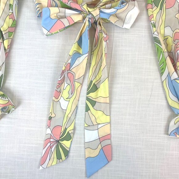 Milk & Honey pastel crop top off shoulder balloon sleeves bow boho retro arty XL - Picture 7 of 12